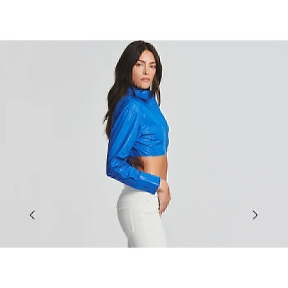 SER.O.YA CHI WAX COATED CROP TOP, 5 BOTTON DOWN, LONG SLEEVE, SUPER CROP, SMALL - Picture 2 of 12